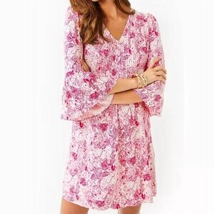 Lilly Pulitzer Danika Pintuck Tunic Dress Raspberry Animal Magnetism Size 00